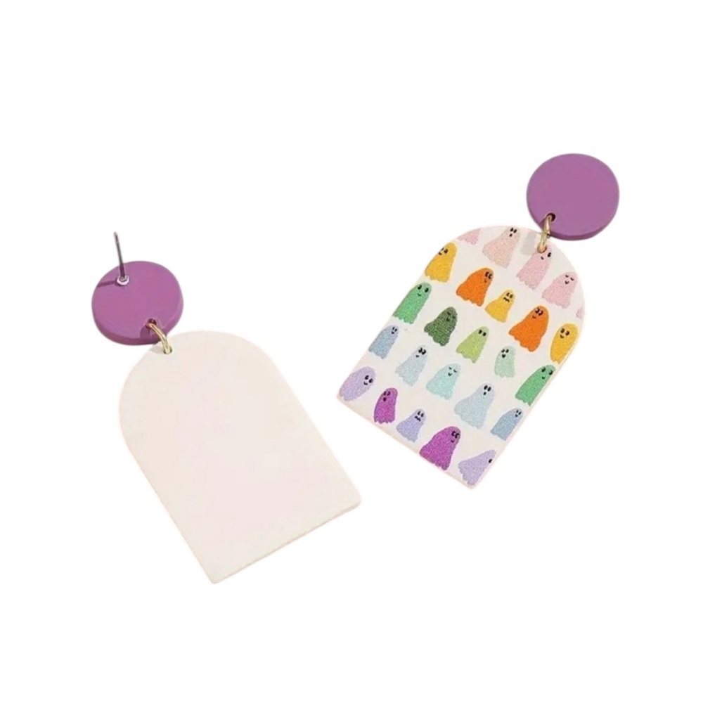 Colorful Ghost Dangle Earrings - Picture 2 of 3